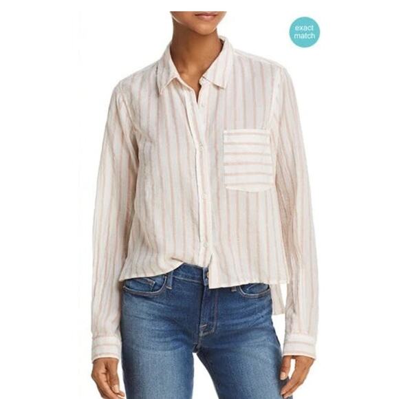 Current/Elliott “The Georgia” White & Pink Striped Shirt – Size 1 - Picture 7 of 7